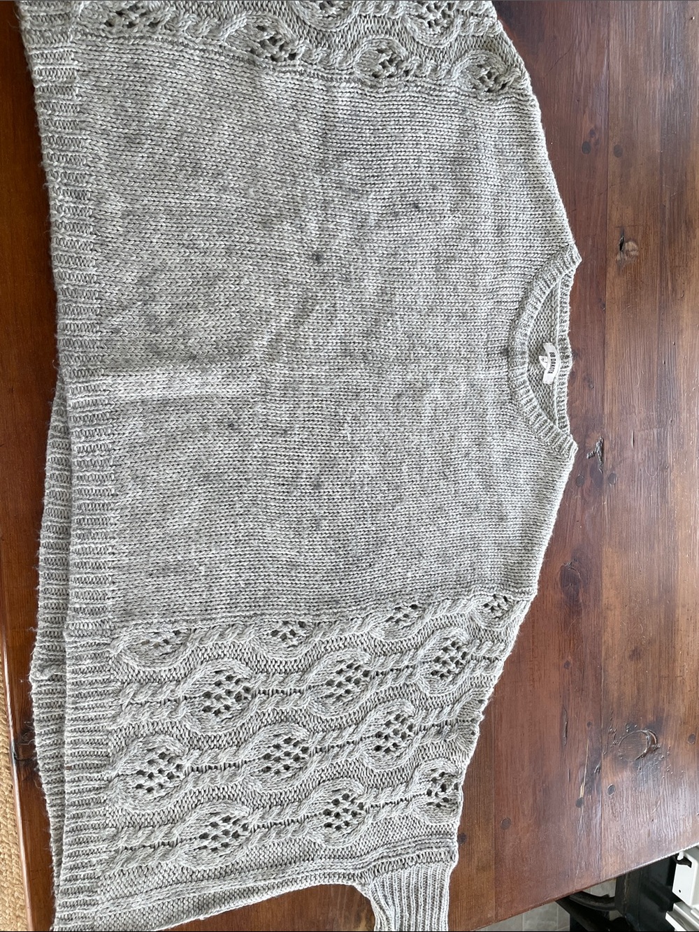 BB Dakota Light Gray Openwork Knit Women's Sweater